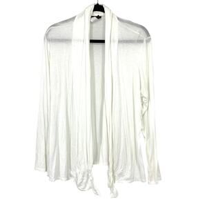 JKLA Womens Sheer Draped Front Open Cardigan Sweater Size L White
